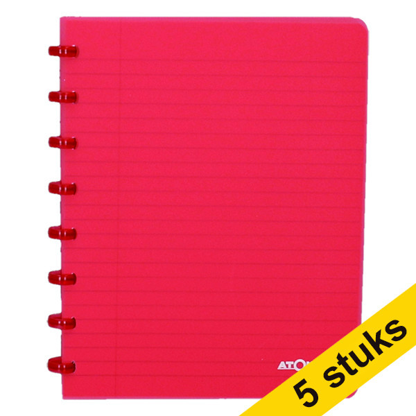 Aanbieding: 5 x Atoma Trendy geruit schrift A5 transparant rood 72 vel (5 mm) 405300 - 1