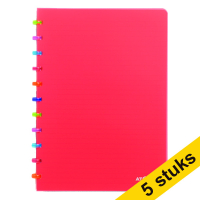 Aanbieding: 5 x Atoma Tutti Frutti geruit schrift A4 transparant rood 72 vel (4 x 8 mm)