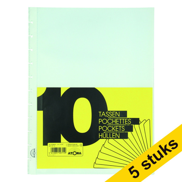 Aanbieding: 5 x Atoma showtas transparant A4 11-gaats met T- vorm 80 micron (10 stuks) 405364 - 1