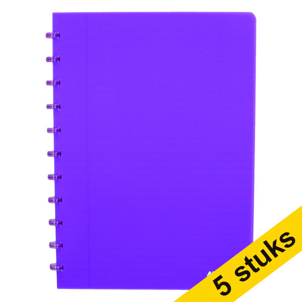 Aanbieding: 5x Atoma Trendy gelinieerd schrift A4 transparant paars 72 vel 405311 - 1