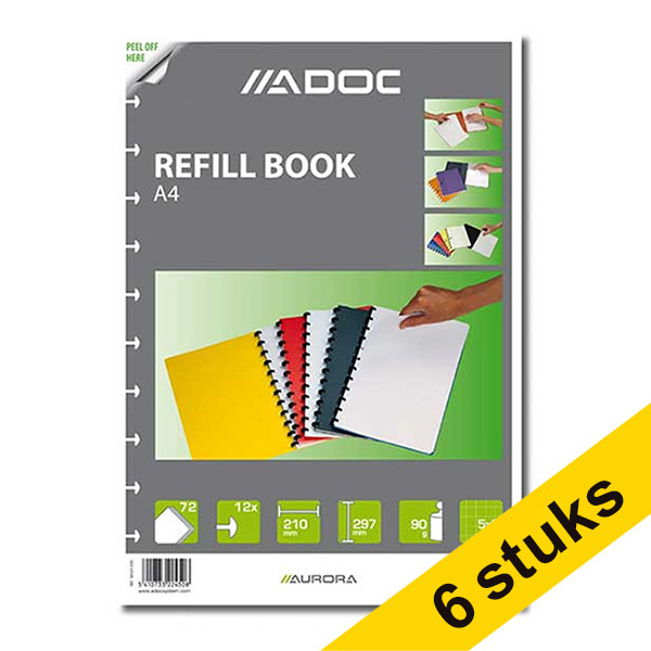 Aanbieding: 6x Aurora Adoc vulling voor schrift A4 geruit 5 mm 72 vel 330115 - 1