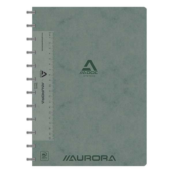 Aurora Adoc gelinieerd schrift met liniaal A4 grijs 72 vel 6811.744GRIS 330086 - 1
