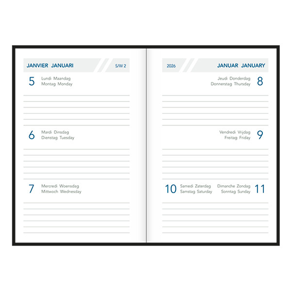 Aurora Classic7 Luna weekagenda 2026 bordeaux (1 week per 2 pagina) 4-talig 330148 - 2