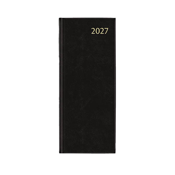 Aurora Longo Balacron dagagenda met kwartierindeling 2027 zwart (1 dag per pagina) 6-talig 440146 - 1