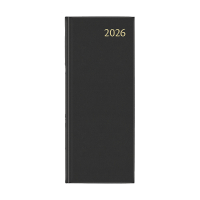Aurora Longo Linnen dagagenda met kwartierindeling 2026 zwart (1 dag per 2 pagina) 6-talig 330147