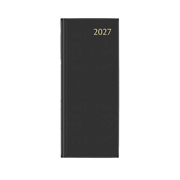 Aurora Longo Linnen dagagenda met kwartierindeling 2027 zwart (1 dag per 2 pagina) 6-talig 440147 - 1