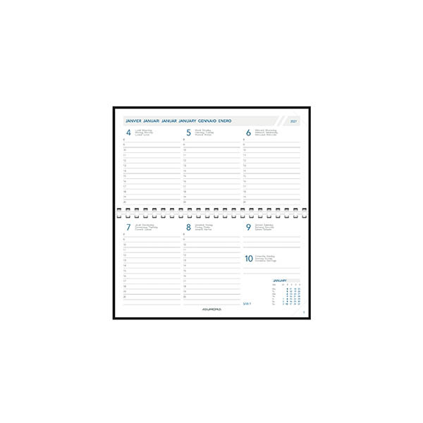 Aurora Novoplan Perl Luna weekagenda met uurindeling 2027 blauw (1 week per 2 pagina's) 6-talig 440154 - 2