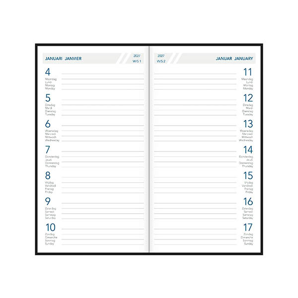 Aurora Timeplan Seta weekagenda 2027 groen (1 week per pagina) 4-talig 440169 - 2