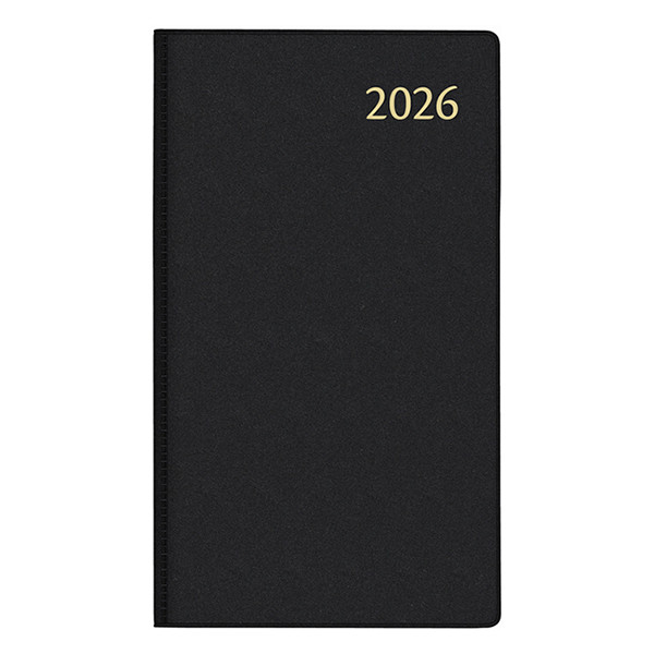 Aurora Visuplan Seta weekagenda met uurindeling 2026 zwart (1 week per 2 pagina's) 6-talig 330122 - 1