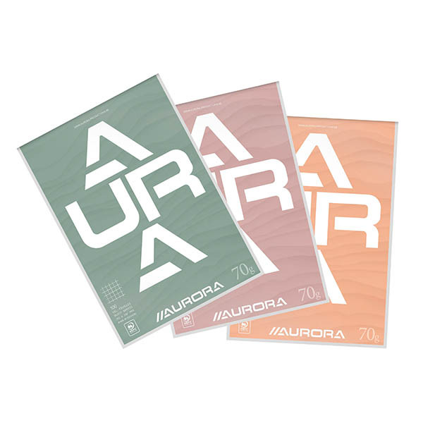 Aurora schrijfblok A4 geruit 5 mm 65 grams 100 vel assorti (10 stuks) 298394 - 1