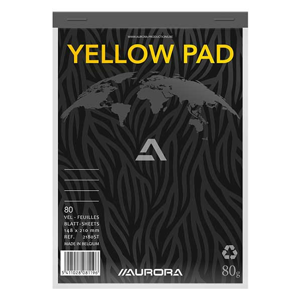 Aurora schrijfblok A5 gelinieerd 80 grams 80 vel geel papier 2180ST 330057 - 1