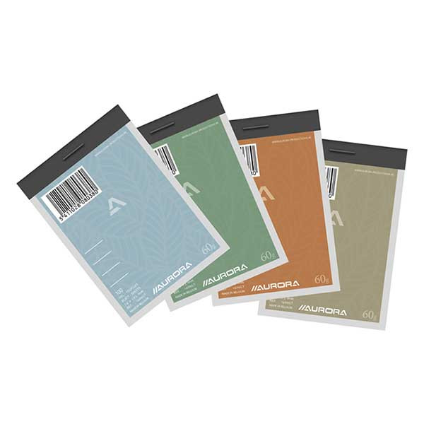 Aurora schrijfblok A7 gelinieerd 60 grams 100 vel assorti (10 stuks) 1400GT 330054 - 1