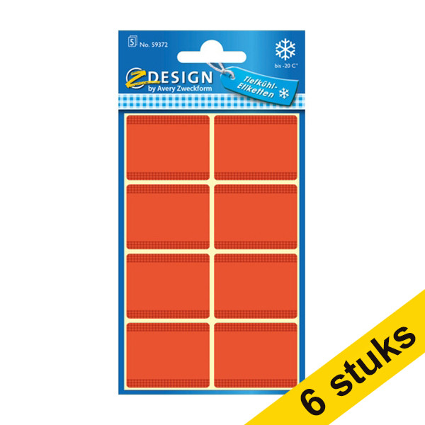 Aanbieding: 6x Avery Zweckform 59372 diepvriesetiketten 28 x 36 mm rood (40 etiketten) 212945 - 1