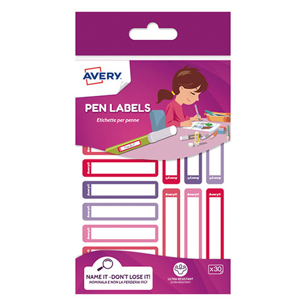 Avery Family RESM30F mini etiketten 50 x 10 mm assorti rood/paars (30 stuks) RESM30F 212798 - 1