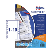 Avery IndexMaker L7410-10M bedrukbare kartonnen tabbladen A4 met 10 tabs (9-gaats) 01812061 212823
