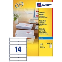 Avery J8163-100 adresetiketten A4 99,1 x 38,1 mm wit (1.400 etiketten) J8163-100 212310