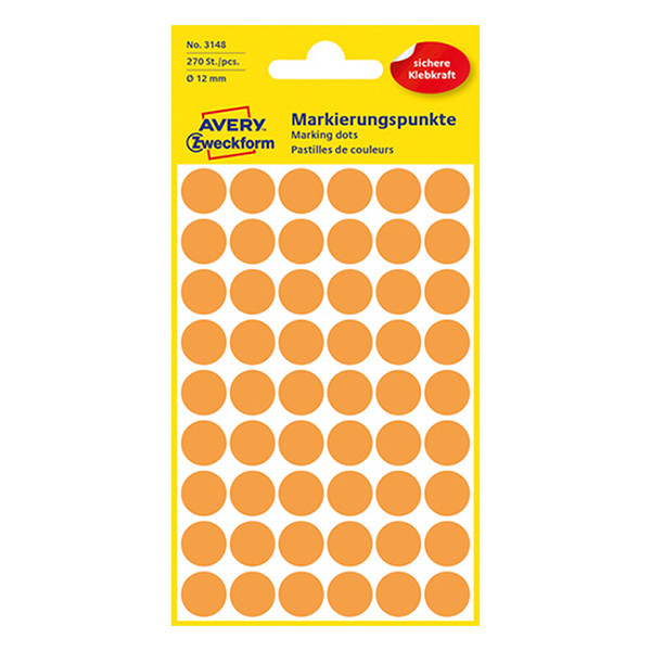Avery Zweckform 3148 markeringspunten Ø 12 mm lichtoranje (270 etiketten) 3148 212354 - 