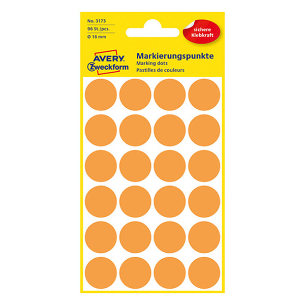 Avery Zweckform 3173 markeringspunten Ø 18 mm lichtoranje (96 etiketten) 3173 212384 - 1