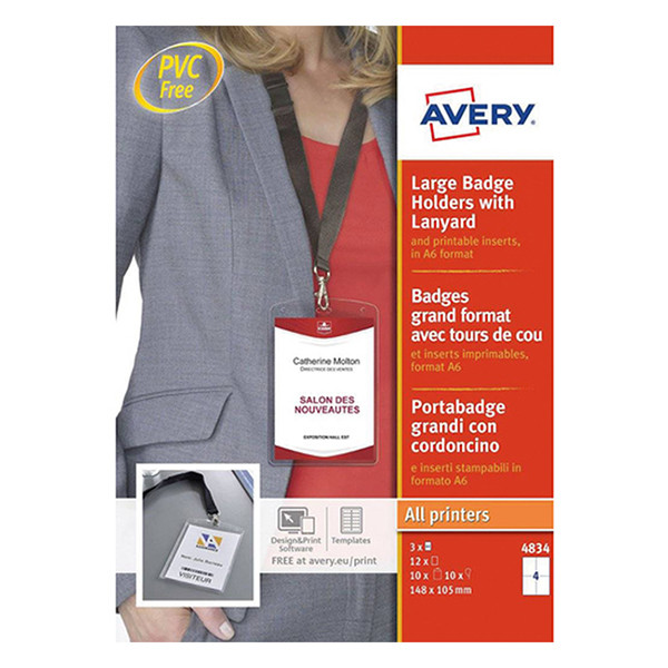 Avery Zweckform 4834 badgehouder lanyard set 105 x 148 mm (10 stuks) 4834 212776 - 1