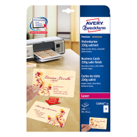Avery Zweckform C32025-25 visitekaarten satijn wit 85 x 54 mm (250 stuks) C32025-25 212785