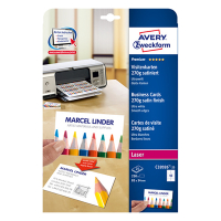 Avery Zweckform C32026-25 visitekaarten zijdeglans mat wit 85 x 54 mm (250 stuks) C32026-25 212791