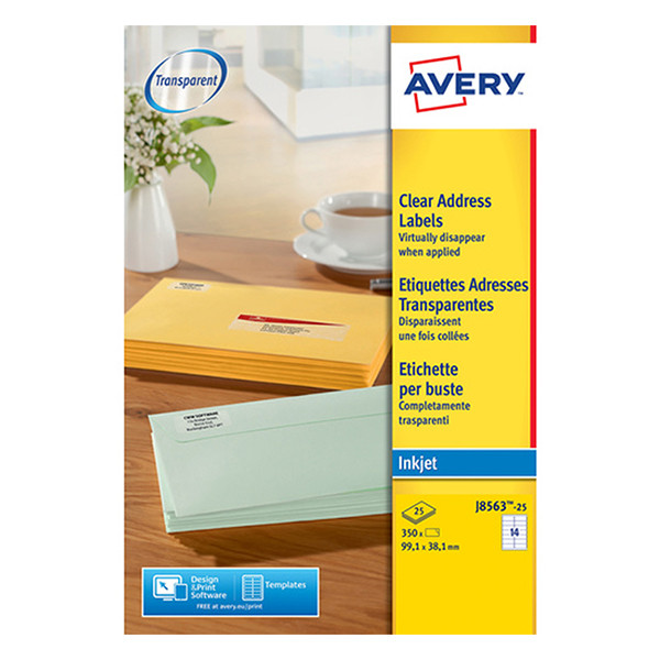 Avery Zweckform J8563-25 transparante etiketten 99,1 x 38,1 mm (350 etiketten) J8563-25 212552 - 1