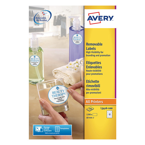 Avery Zweckform L3416-100 promotie etiketten rond Ø 60 mm wit (1200 etiketten) L3416-100 212464 - 1