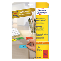 Avery Zweckform L4790-20 verwijderbare etiketten A4 38,1 x 21,2 mm rood (1.300 etiketten) L4790-20 212768