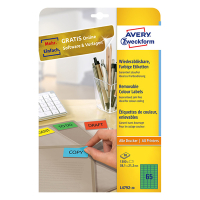 Avery Zweckform L4792-20 verwijderbare etiketten A4 38,1 x 21,2 mm groen (1.300 etiketten) L4792-20 212766