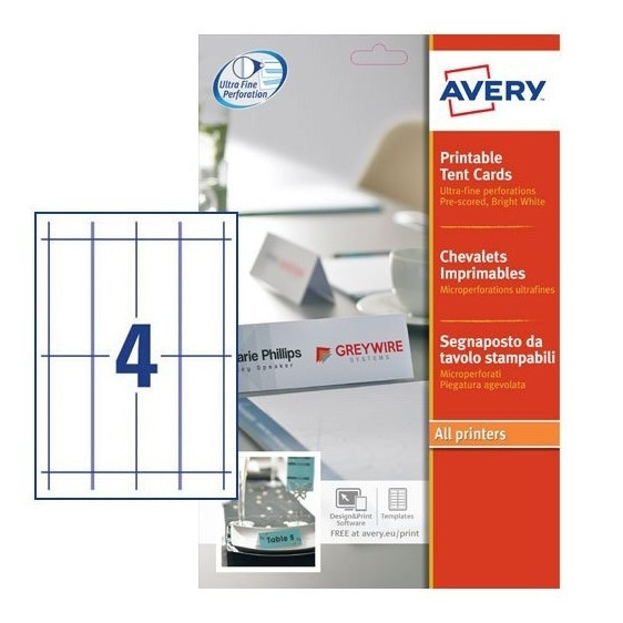 Avery Zweckform L4794-10 tentkaarten wit 120 x 45 mm (40 kaarten) L4794-10 212773 - 1