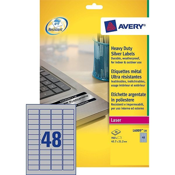 Avery Zweckform L6009-20 polyester verzegelingsetiketten 45,7 x 21,2 mm (960 etiketten) L6009-20 212448 - 1