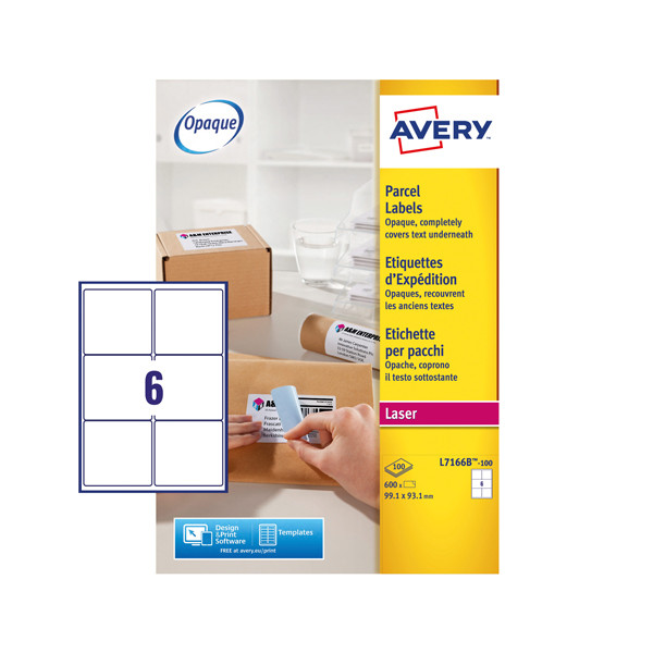 Avery Zweckform L7166B-100 Block-out verzendetiketten 99,1 x 93,1 mm (600 etiketten) L7166B-100 212808 - 1