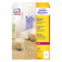 Avery Zweckform L7784-25 crystal clear etiketten A4 210 x 297 mm (25 etiketten) L7784-25 212692