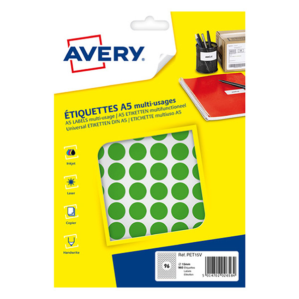 Avery Zweckform PET15V markeringspunten Ø 15 mm groen (960 etiketten) AV-PET15V 212716 - 1