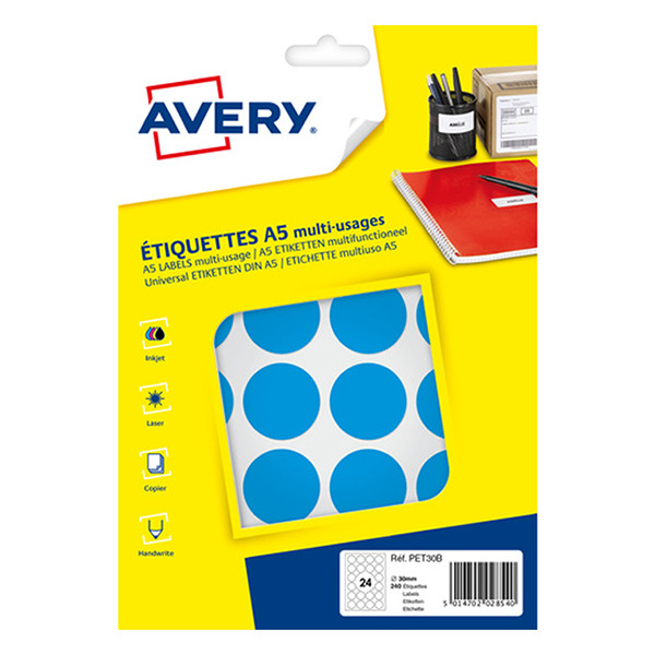 Avery Zweckform PET30B markeringspunten Ø 30 mm lichtblauw (240 etiketten) AV-PET30B 212722 - 1