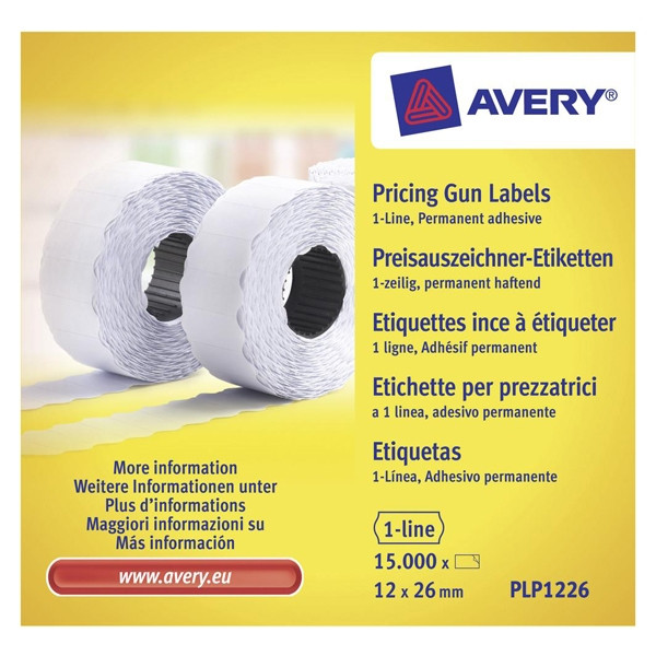 Avery Zweckform PLP1226 prijstangetiketten 26 x 12 mm wit (15.000 etiketten) AV-PLP1226 212665 - 1