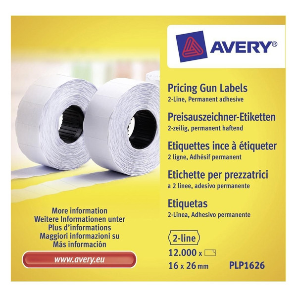 Avery Zweckform PLP1626 prijstangetiketten 26 x 16 mm wit (12.000 etiketten) AV-PLP1626 212666 - 1