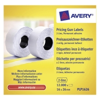 Avery Zweckform PLP1626 prijstangetiketten 26 x 16 mm wit (12.000 etiketten) AV-PLP1626 212666
