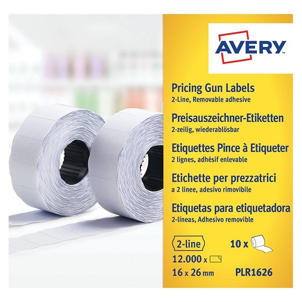 Avery Zweckform PLR1626 prijstangetiketten verwijderbaar 26 x 16 mm wit (12.000 etiketten) AV-PLR1626 212668 - 1