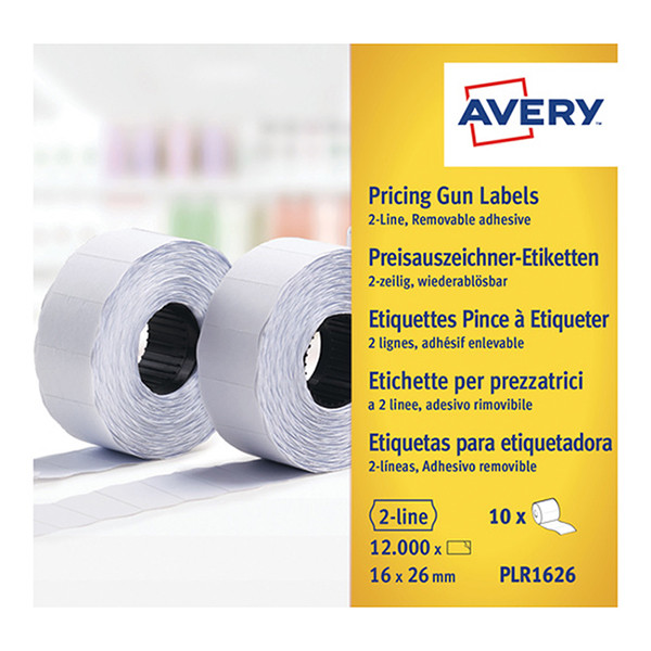Avery Zweckform PLR1626 prijstangetiketten verwijderbaar 26 x 16 mm wit (12.000 etiketten) AV-PLR1626 212668 - 1