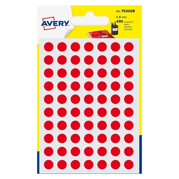 Avery Zweckform PSA08R markeringspunten Ø 8 mm rood (490 etiketten) AV-PSA08R 212712 - 1