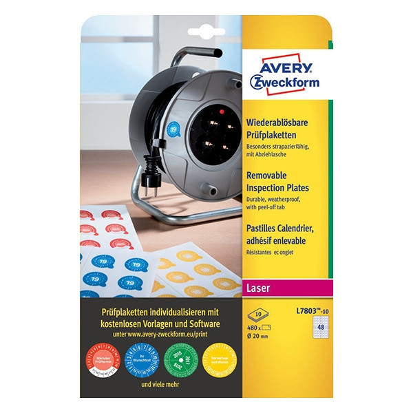 Avery Zweckform keuringszegels afneembaar 20 mm (480 etiketten) AV-L7803-10 212682 - 1