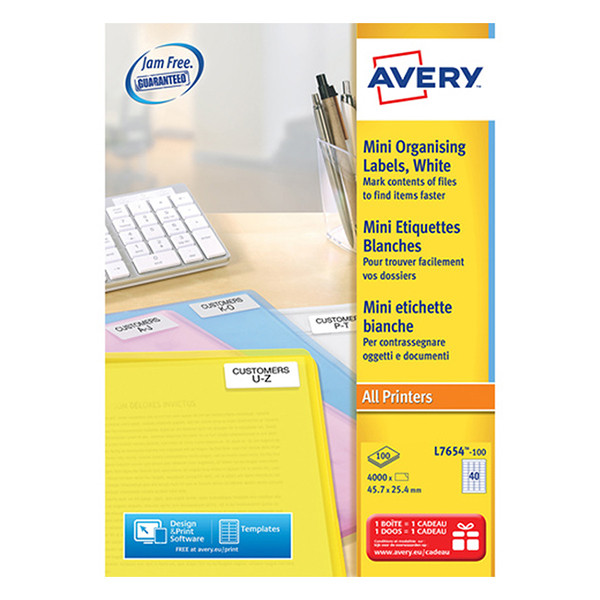 Avery adresetiketten L7654-100 | 4000 stuks | 45,7 x 25,4 mm L7654-100 212643 - 1