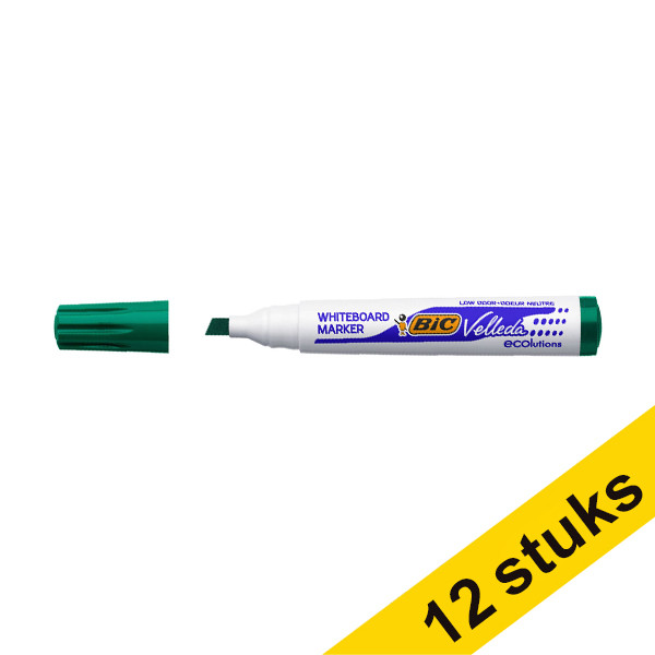 Aanbieding: 12x BIC Velleda 1751 whiteboard marker groen (3,7 - 5,5 mm beitel) 240451 - 1