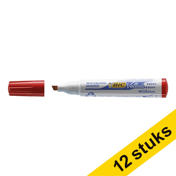 Aanbieding: 12x BIC Velleda 1751 whiteboard marker rood (3,7 - 5,5 mm beitel) 240450 - 1