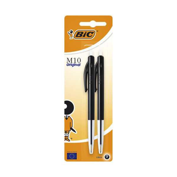 BIC M10 Clic balpen medium zwart (2 stuks) 12805Z 224649 - 1