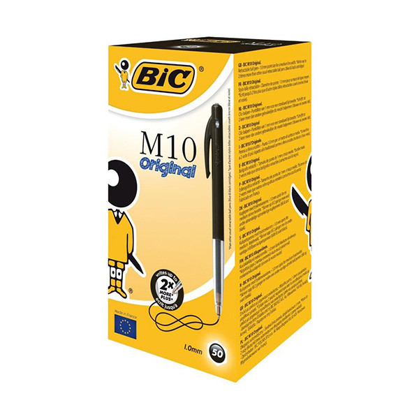 BIC M10 Clic balpen medium zwart (50 stuks) 1199190125 224602 - 1