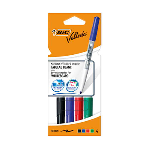 BIC Velleda 1741 whiteboard marker assorti 4 stuks (1,4 mm rond) 503842 240472 - 1