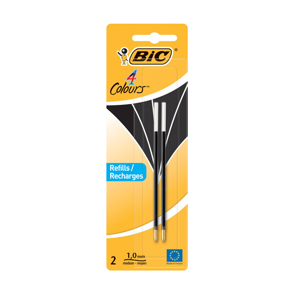 Bic balpen navulling 4 Colours Medium zwart 2 stuks 931779 224653 - 1