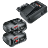 Startset: 2 stuks Bosch | Power For All 18 V | 1600A005B0 accu's + lader (18 V, 2.5 Ah, origineel) ABO00342 - 1